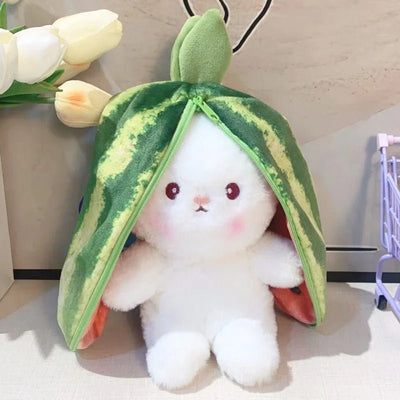Plushie 2-in-1 Bunny Hiding in Fruit, Six Fruits, 7-10" | 18-25 cm plush toy – – Watermelon – Image 10 | Plushie Produce