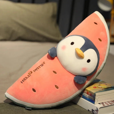 Plushie Animal Plushies in a Jumbo Watermelon Wedge, 7 Animals, 1.8-3.1' | 55-95 cm plush toy – – Penguin – Image 8 | Plushie Produce
