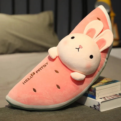 Plushie Animal Plushies in a Jumbo Watermelon Wedge, 7 Animals, 1.8-3.1' | 55-95 cm plush toy – – White rabbit – Image 6 | Plushie Produce