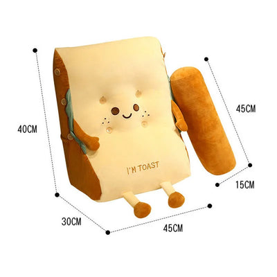 Plushie Cartoon Large Piece of Toast Back Support Pillow, 16" | 40 cm plush toy – – – Image 2 | Plushie Produce