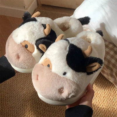 Plushie Cow Slippers, US Men 4-8.5/ Women 5.5-10 plush toy – – US Men's 4 / Women's 5.5/ EU 35.5 – Image 7 | Plushie Produce
