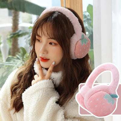 Plushie Fruit and Plant Children's Ear Muff, 6 Varieties plush toy – – Strawberry – Image 7 | Plushie Produce