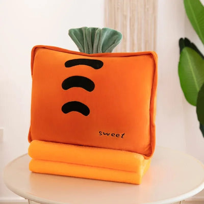 Plushie Fruit & Veggie Pillow Blanket Combo, 10 Pillow Designs plush toy – – Carrot/ Square – Image 18 | Plushie Produce