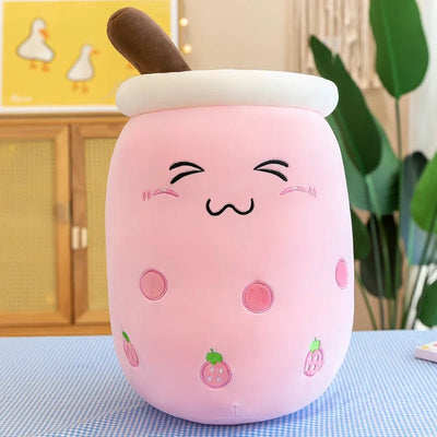 Plushie Jumbo Bubble Tea, 16 Styles, 9-28" | 22-70cm plush toy – – Strawberry/Closed Eyes – Image 15 | Plushie Produce