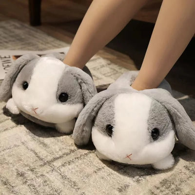 Plushie Long-Eared Rabbit Slippers, Three Colors, US Men 6.5/ Women 8 plush toy – – Gray – Image 6 | Plushie Produce