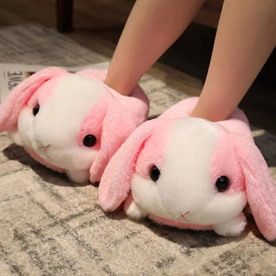 Plushie Long-Eared Rabbit Slippers, Three Colors, US Men 6.5/ Women 8 plush toy – – Pink – Image 4 | Plushie Produce