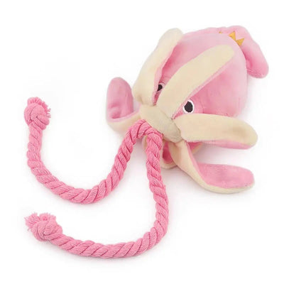 Plushie Pink Squid Squeaky Pet Toy, 13" | 34 cm plush toy – – – Image 4 | Plushie Produce