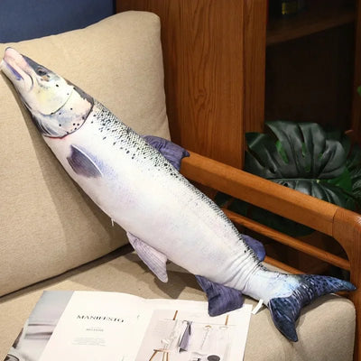Plushie Realistic 3d Fish Collection, Four Fish, up to 39" | 100 cm long plush toy – – Salmon – Image 8 | Plushie Produce