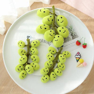 Plushie Smiling Stem of Grapes, 8-10" | 20-26 cm plush toy – – Green – Image 3 | Plushie Produce