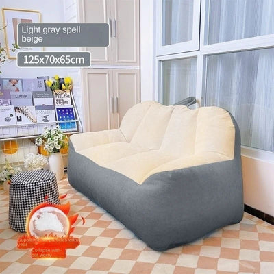 Pumpkin-Themed Two-Person Bean Bag Couch - Four Colors plush toy – – Light gray and beige – Image 11 | Plushie Produce