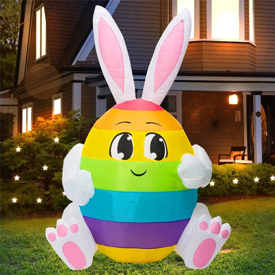 Rainbow Easter Bunny Egg Inflatable – 5FT Outdoor Lawn Decoration plush toy – – – Image 2 | Plushie Produce