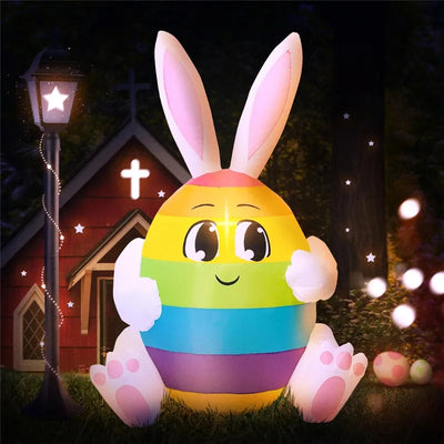Rainbow Easter Bunny Egg Inflatable – 5FT Outdoor Lawn Decoration plush toy – – – Image 3 | Plushie Produce