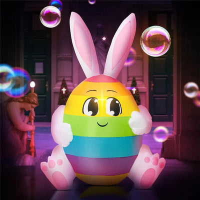 Rainbow Easter Bunny Egg Inflatable – 5FT Outdoor Lawn Decoration plush toy – – – Image 4 | Plushie Produce