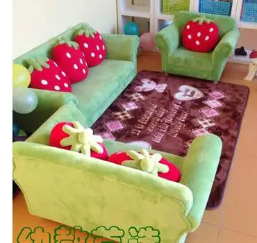 Strawberry Dream Children's Couch Set - Four Colors plush toy – – Green Strawberry Set - no ottoman no rug – Image 17 | Plushie Produce