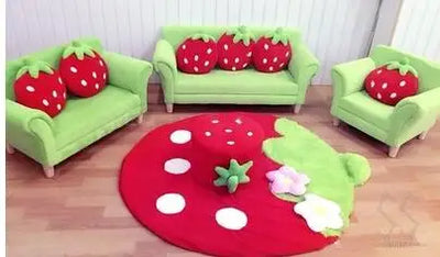 Strawberry Dream Children's Couch Set - Four Colors plush toy – – Green Strawberry Set - with ottoman – Image 13 | Plushie Produce