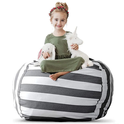 Striped Bean Bag Plushie Organizer | Stylish & Functional plush toy – – – Image 1 | Plushie Produce