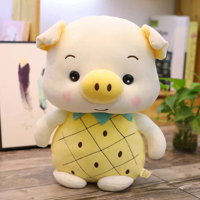 Stuffed Animal Pig & Rabbit in a Strawberry or Pineapple, 9-13"| 32-40 cm plush toy – – – Image 6 | Plushie Produce