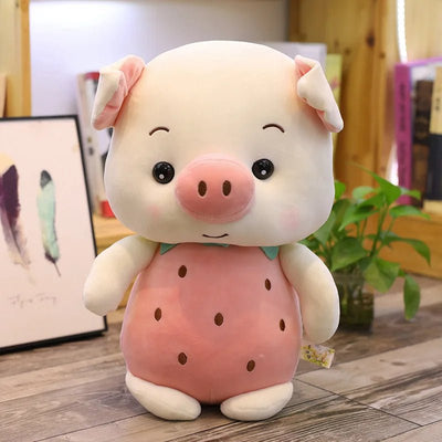 Stuffed Animal Pig & Rabbit in a Strawberry or Pineapple, 9-13"| 32-40 cm plush toy – – Strawberry Pig – Image 10 | Plushie Produce