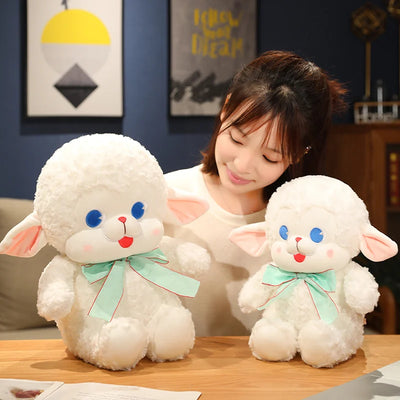 White Lamb Plushie with Bow, 8-16" |20-40 cm plush toy – – – Image 8 | Plushie Produce