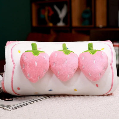 Foodie Blankets – Soft Plush Throw Blanket in Fun Food Designs plush toy – – Strawberry – Image 4 | Plushie Produce