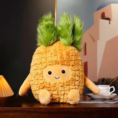 Fuzzy Cartoon Pineapple Plush Toy, 12" | 30 cm plush toy – – – Image 1 | Plushie Produce
