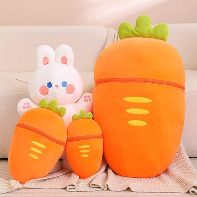 Giant Plushie Strawberry/Carrot Hiding a Pig/Rabbit, 1-2.6' | 30-80 cm plush toy – – – Image 8 | Plushie Produce