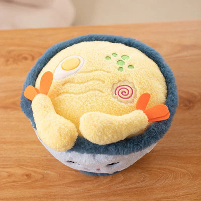 Large Plushie Cartoon Bowl of Ramen with Tempura Shrimp, 12" | 30 cm plush toy – – Blue – Image 3 | Plushie Produce