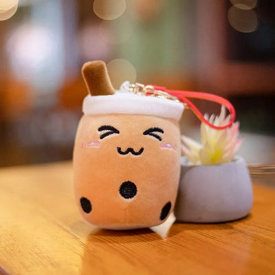 Plushie Bubble Tea Keychain, 12 Varieties, 4" | 10 cm plush toy – – brown close – Image 4 | Plushie Produce