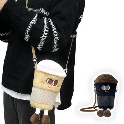 Plushie Coffee Cup Shoulder Bag, 8" | 20 cm plush toy – – – Image 1 | Plushie Produce