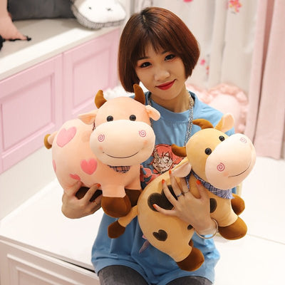 Plushie Dairy Cow in Chocolate, Strawberry, or Milk, 10-14" | 25-35 cm plush toy – – – Image 1 | Plushie Produce