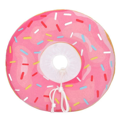 Plushie Donut Recovery Collar, Five Styles, For Pets to 19 lbs. (9 kg) plush toy – – Pink – Image 3 | Plushie Produce
