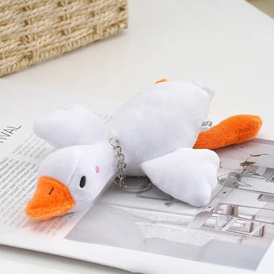 Plushie Duck Keychain: Three Colors, 6" | 15 cm plush toy – – White – Image 1 | Plushie Produce