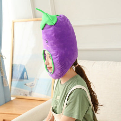 Plushie Eggplant Hat, 18" | 46 cm plush toy – – – Image 5 | Plushie Produce