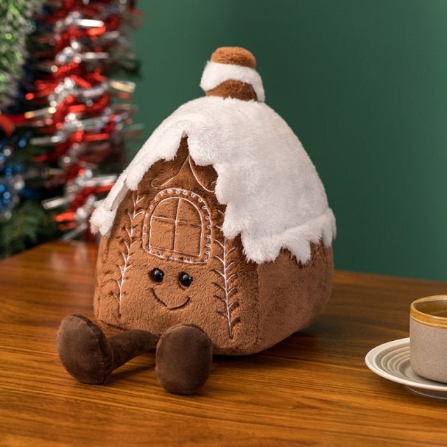 Plüsch Lebkuchenhaus Feiertagsdekoration, 9" | 22 cm