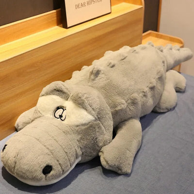 Plushie Jumbo Cartoon Cross-Eyed Crocodile, 4 colors, 3-4.9' | 90-150 cm plush toy – – Gray – Image 4 | Plushie Produce