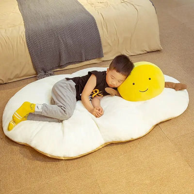 Plushie Jumbo Fried Egg Floor Cushion, 4.3-5.6' | 1.3-1.7 m plush toy – – – Image 3 | Plushie Produce