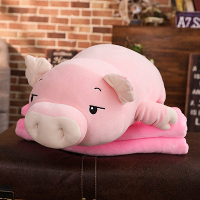 Plushie Jumbo Marshmallow Pig with Optional Blanket, 18-30" | 45-75 cm plush toy – – pink open eyes – Image 10 | Plushie Produce
