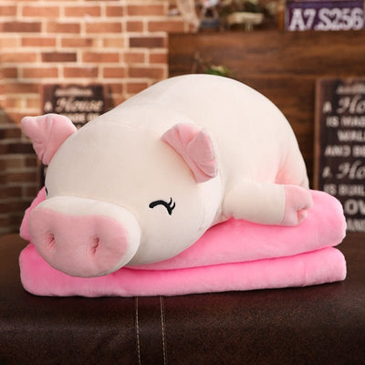 Plushie Jumbo Marshmallow Pig with Optional Blanket, 18-30" | 45-75 cm plush toy – – white closed eyes – Image 4 | Plushie Produce