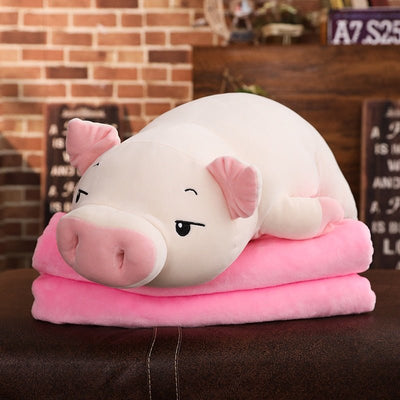 Plushie Jumbo Marshmallow Pig with Optional Blanket, 18-30" | 45-75 cm plush toy – – white open eyes – Image 2 | Plushie Produce