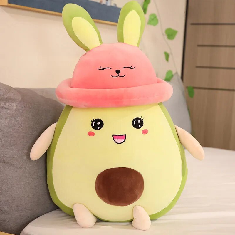 Plushie Jumbo Rabbit Avocado with Pink Hat, 31" | 80 cm plush toy – – – Image 5 | Plushie Produce