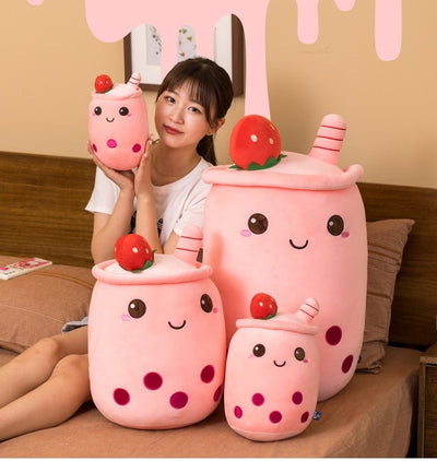 Plushie Jumbo Strawberry Bubble Tea, 9-28" | 23-70 cm plush toy – – – Image 5 | Plushie Produce