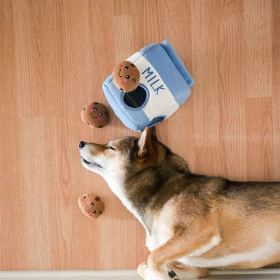 Plushie Milk and Cookies Dog Squeaky Chew Toy plush toy – – – Image 5 | Plushie Produce