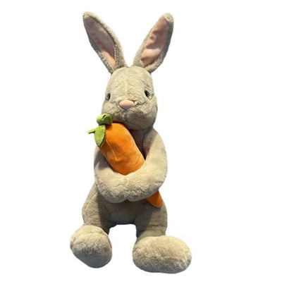 Plushie Rabbit Holding a Carrot, Two Colors, 8" | 20 cm plush toy – – brown – Image 2 | Plushie Produce