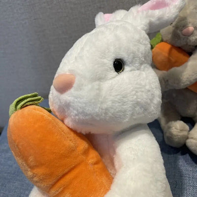 Plushie Rabbit Holding a Carrot, Two Colors, 8" | 20 cm plush toy – – – Image 9 | Plushie Produce
