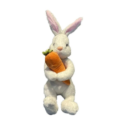 Plushie Rabbit Holding a Carrot, Two Colors, 8" | 20 cm plush toy – – white – Image 3 | Plushie Produce