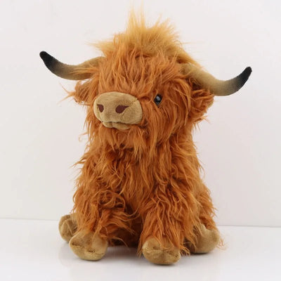 Plushie Realistic Highland Cow, Three Colors, 10" | 25 cm plush toy – – 25cm brown – Image 9 | Plushie Produce