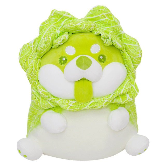 Plushie Sitting Shiba Inu as a Cabbage, Three Styles, 9-22" | 22-55 cm plush toy – – – Image 1 | Plushie Produce