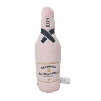 Plushie Squeaky Chew Toy Champagne Bottle, 9" | 22 cm plush toy – – – Image 2 | Plushie Produce