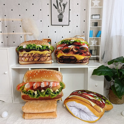 Realistic Hamburger Pillow Plushie with Blanket plush toy – – – Image 8 | Plushie Produce