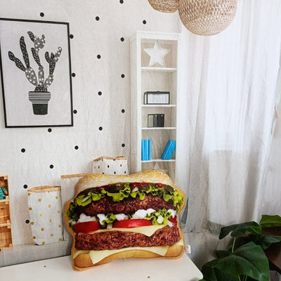 Realistic Hamburger Pillow Plushie with Blanket plush toy – – Lettuce burger plushie – Image 10 | Plushie Produce